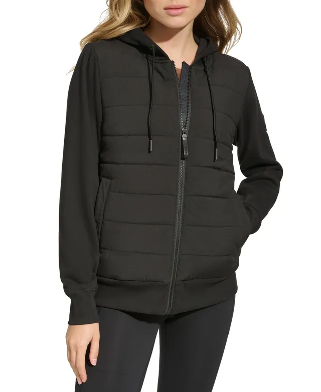 Dkny Sport Women's Mixed-Media Hooded Jacket