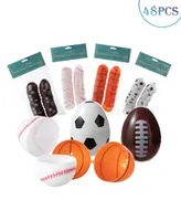 Glitzhome 48 Pack 2.25" H Easter Plastic Fillable Sports Eggs, 12 of Each Basketball, Football, Baseball, Soccer