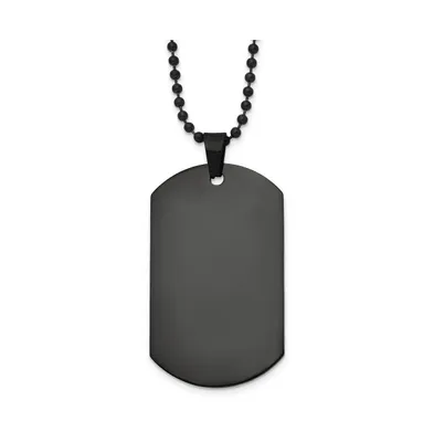 Chisel Polished Ip-plated Dog Tag on a Ball Chain Necklace