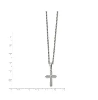Chisel Polished with Cz Cross Pendant on a Rolo Chain Necklace