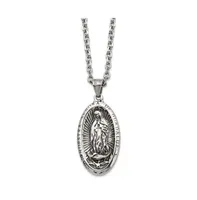 Chisel Antiqued Spanish Lady of Guadalupe Pendant Cable Chain Necklace