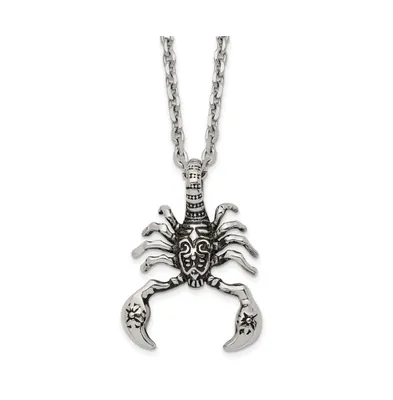 Chisel Antiqued Scorpion Pendant Cable Chain Necklace