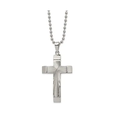 Chisel Polished Starburst Cross Pendant on a Ball Chain Necklace