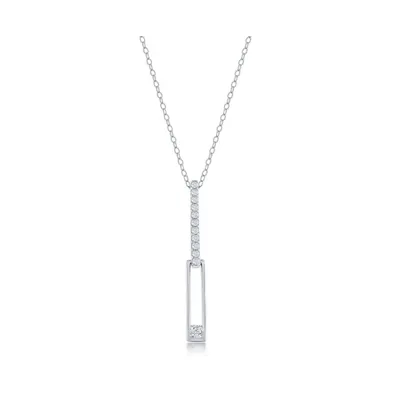 Sterling Silver Asymmetric Paperclip Cz Necklace