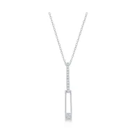 Sterling Silver Asymmetric Paperclip Cz Necklace