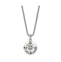Chisel Polished Compass Pendant on a Box Chain Necklace