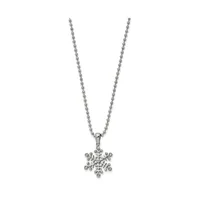 Chisel Polished with Cz Snowflake Pendant on a Ball Chain Necklace