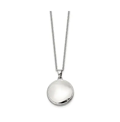 Chisel Polished Puffed Disc Pendant on a 18 inch Cable Chain Necklace