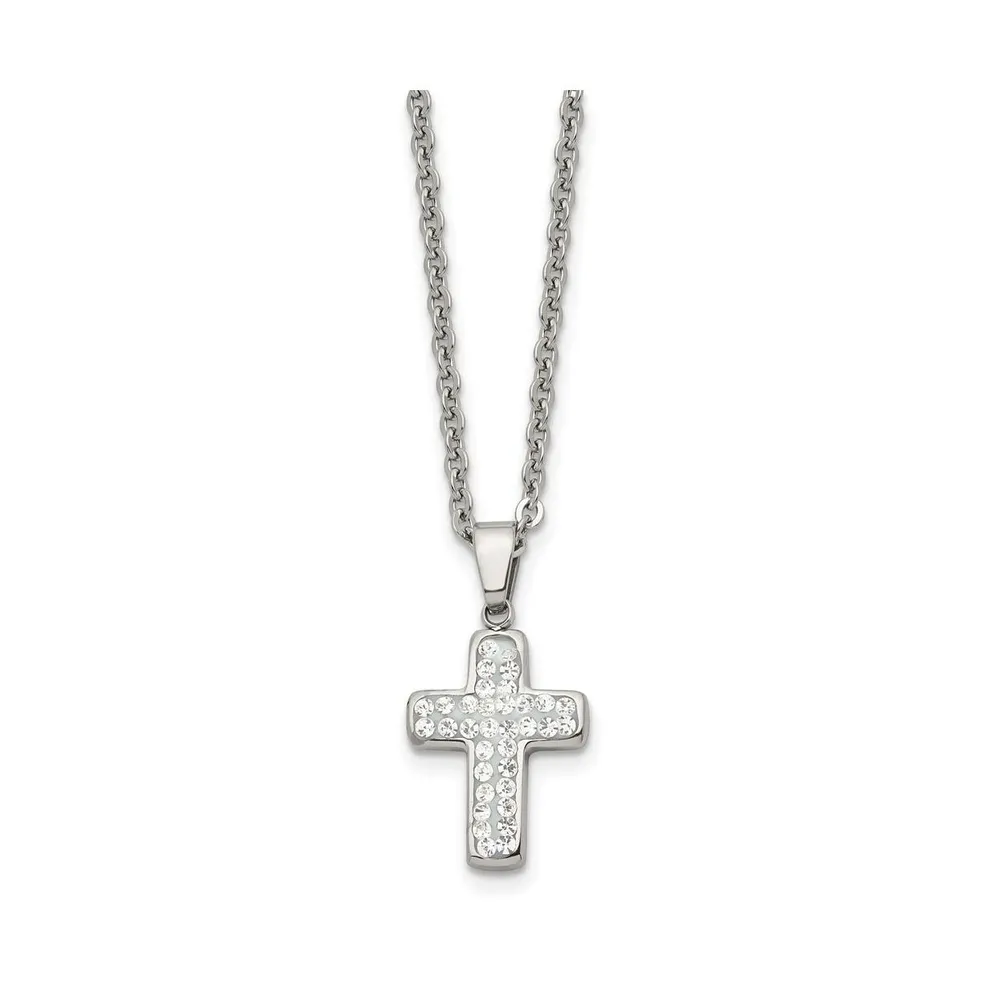 Chisel Polished Crystal Cross Pendant on a Cable Chain Necklace