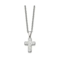 Chisel Polished Crystal Cross Pendant on a Cable Chain Necklace