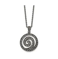 Chisel Antiqued Marcasite Swirl Pendant Cable Chain Necklace