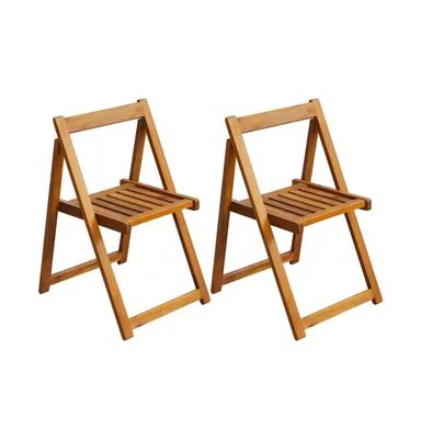 Folding Patio Chairs 2 pcs Solid Acacia Wood