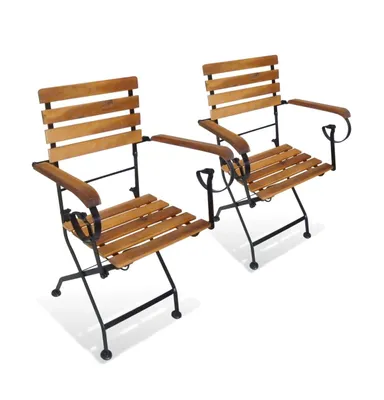 Folding Patio Chairs pcs Steel and Solid Wood Acacia