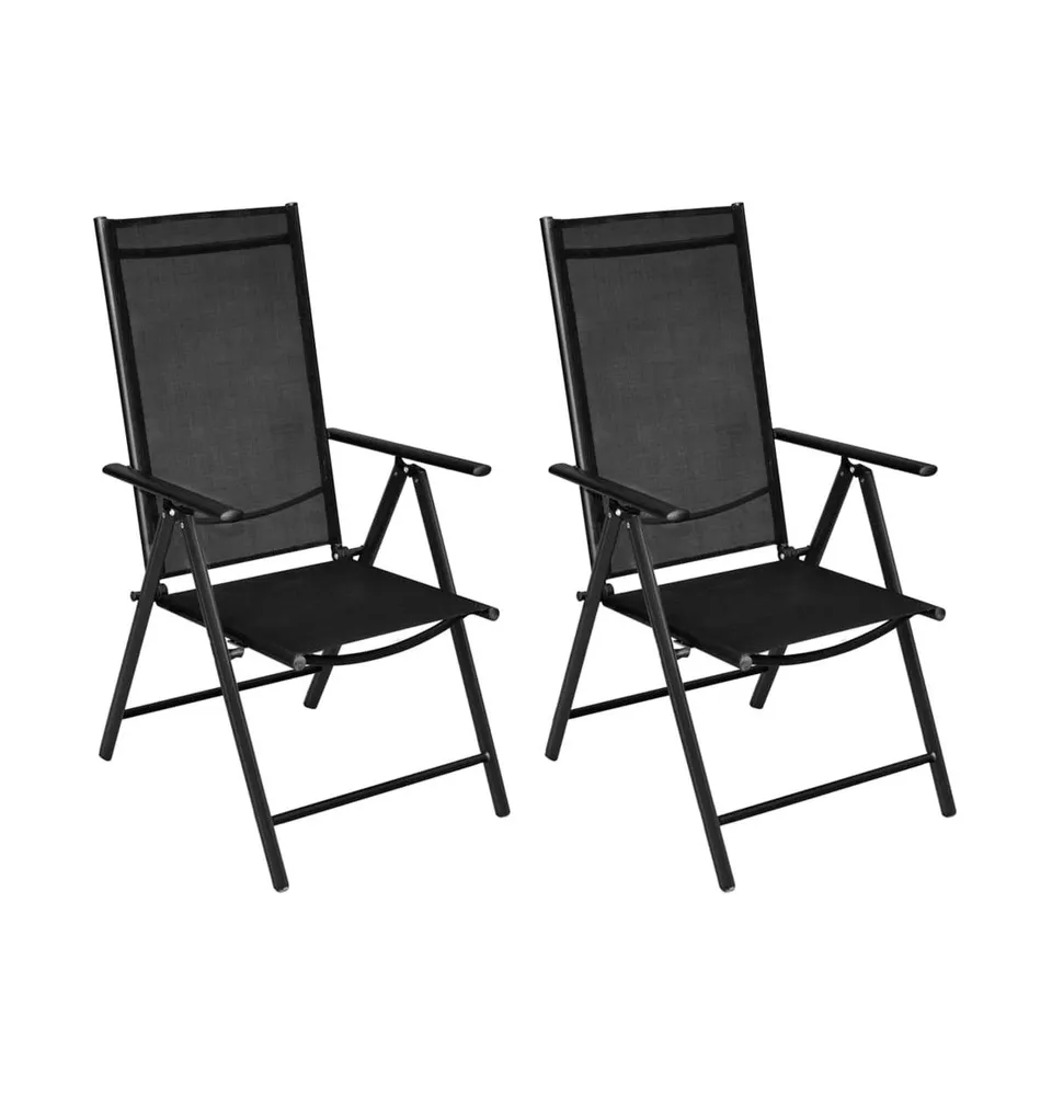 Folding Patio Chairs 2 pcs Aluminum and Text Ilene Black