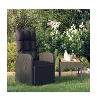 Reclining Patio Chair with Cushion Poly Rattan Black