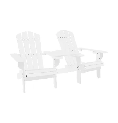 Patio Adirondack Chairs with Tea Table Solid Wood Fir White