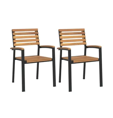 Stackable Patio Chairs pcs Solid Wood Acacia and Metal