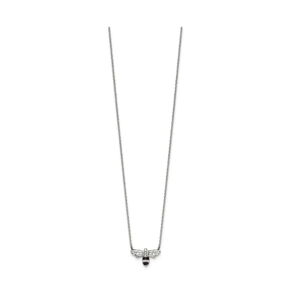 Chisel and Enameled Preciosa Crystal Bee Cable Chain Necklace