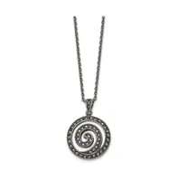 Chisel Antiqued Marcasite Swirl Pendant Cable Chain Necklace