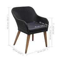 Patio Chairs with Cushions 2 pcs Poly Rattan Black