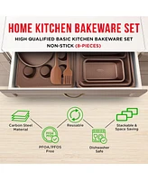 Bakeware Set - 8 Piece Non-Stick Professional Home Multi Sized Baking Pan Muffin Pan, Loaf and More