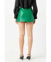 Women's Leather Front Slits Skort