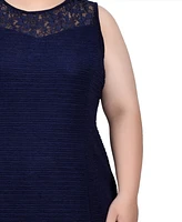 Ny Collection Plus Novelty Knit and Lace Dress, 2 Piece Set