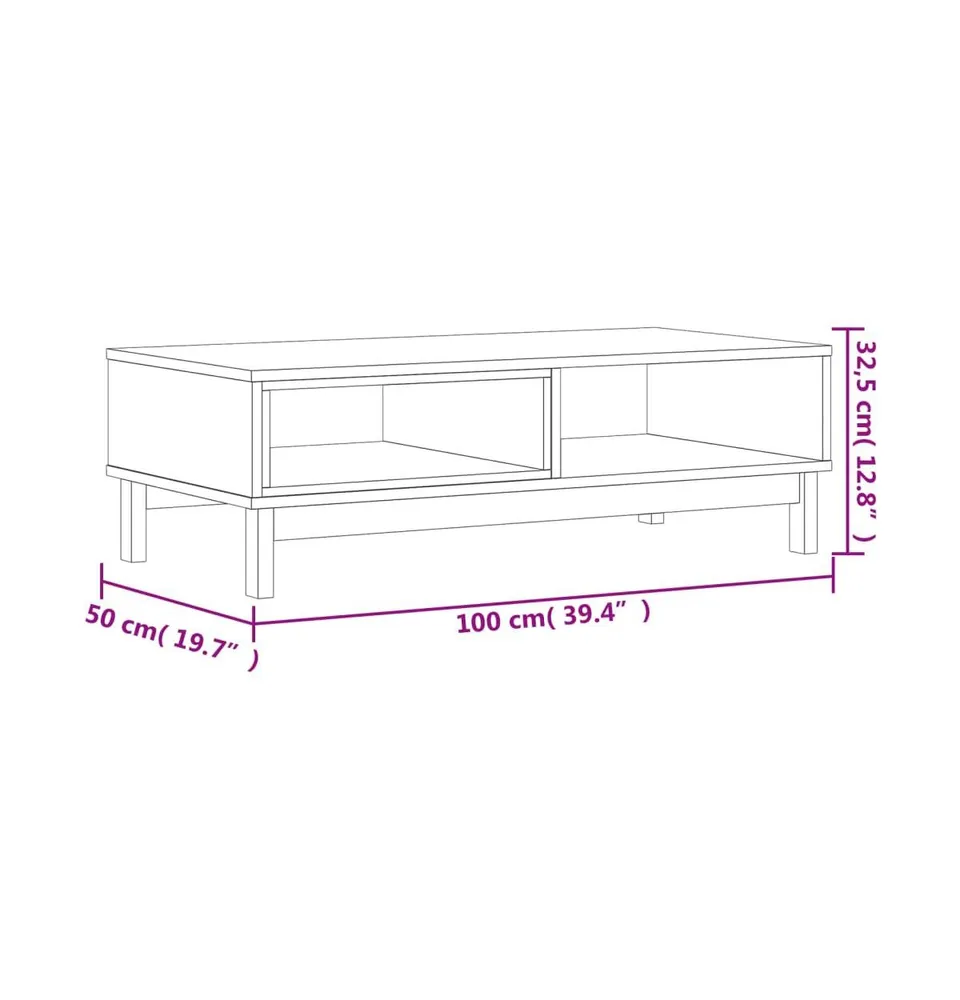 Coffee Table Flam 39.4"x19.7"x12.8" Solid Wood Pine