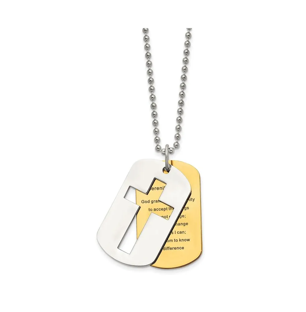 Chisel Cross Serenity Prayer Dog Tag Ball Chain Necklace