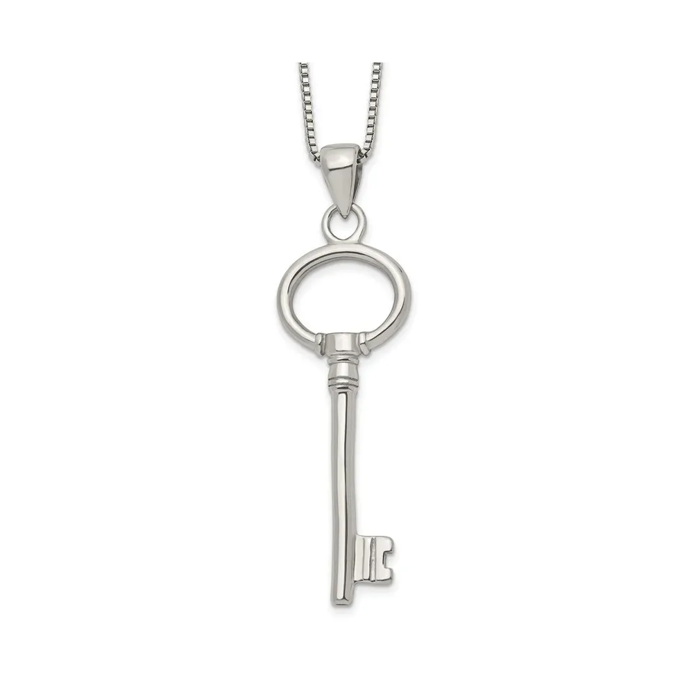 Chisel Stainless Steel Polished Key Pendant on a Box Chain Necklace