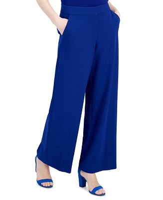 Tahari Asl Women's Mid-Rise Wide-Leg Career Pants