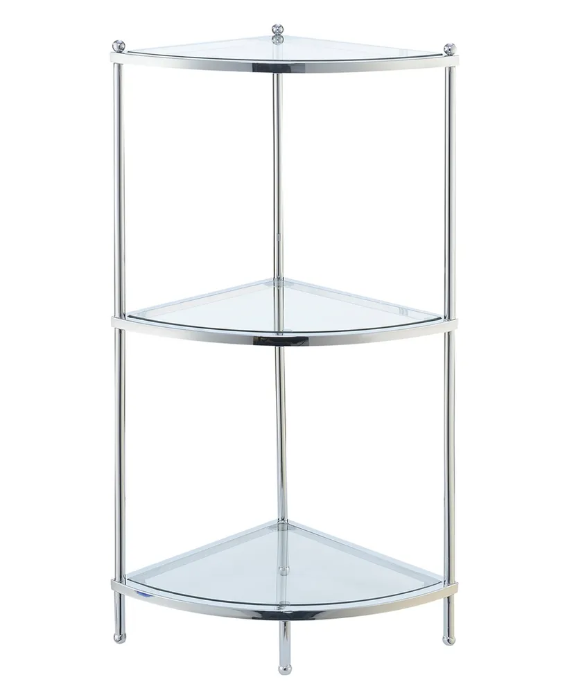 Convenience Concepts 13.75" Chrome Royal Crest Tier Glass Corner Shelf