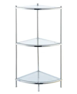 Convenience Concepts 13.75" Chrome Royal Crest Tier Glass Corner Shelf