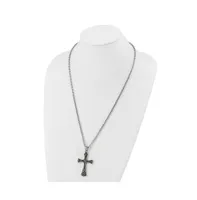 Chisel Antiqued Swirl Design Cross Pendant 25 inch Cable Chain Necklace