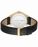 Lacoste Men's Lisbon Quartz Black Leather Strap Watch 42mm