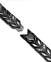 Blackjack Men's Cubic Zirconia Chevron Link Bracelet Stainless Steel