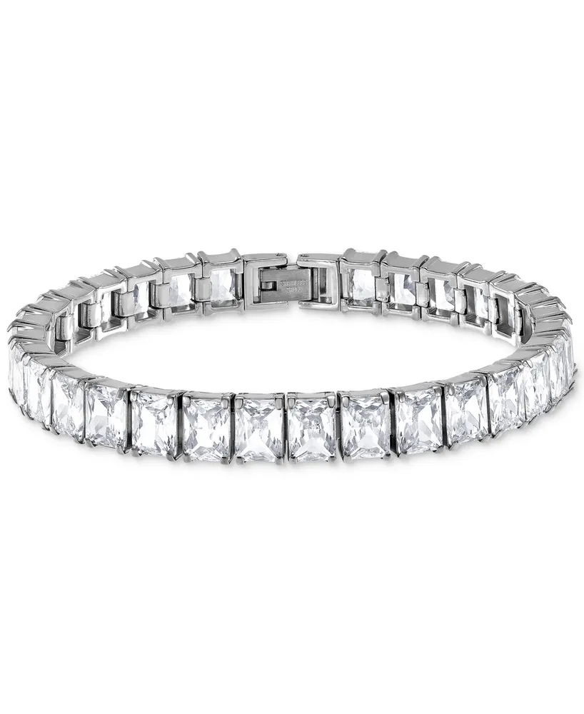 Blackjack Men's Cubic Zirconia Baguette Tennis Bracelet in Stainless Steel