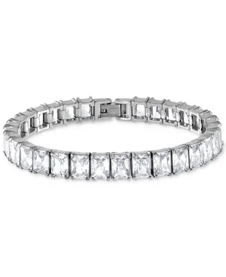 Blackjack Men's Cubic Zirconia Baguette Tennis Bracelet in Stainless Steel