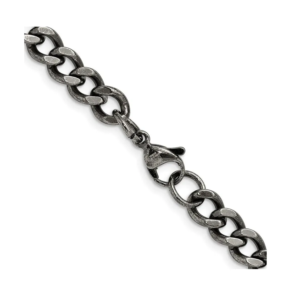 Chisel Stainless Steel Antiqued 6.7mm Curb Chain Necklace