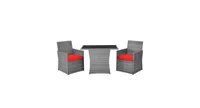 3 Pieces Patio Rattan Furniture Set with Cushioned Armrest Sofa