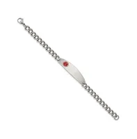 Chisel Stainless Steel Red Enamel Medical Id 8.5" Curb Chain Bracelet