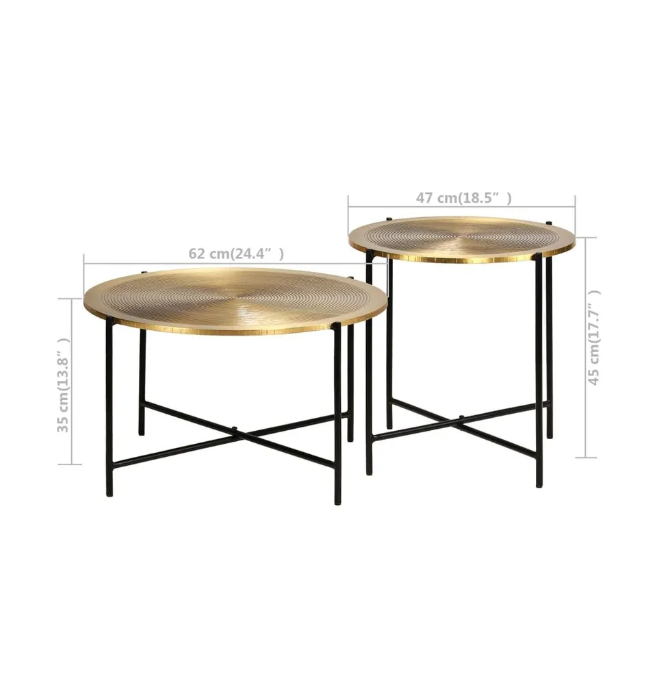 Table Set 2 Pieces Brass-covered Mdf