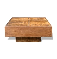 Coffee Table Brown Square Solid Mango Wood