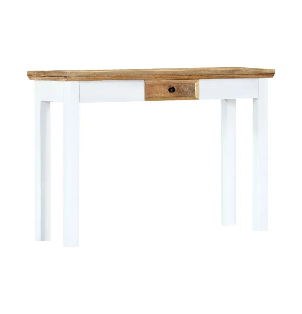 Console Table White and Brown 43.3"x13.7"x29.5" Solid Mango Wood