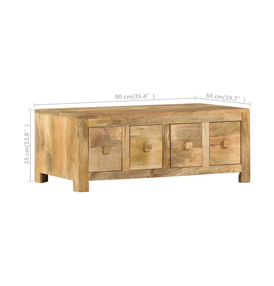 Coffee Table with 4 Drawers 35.4"x19.7"x13.8" Solid Mango Wood