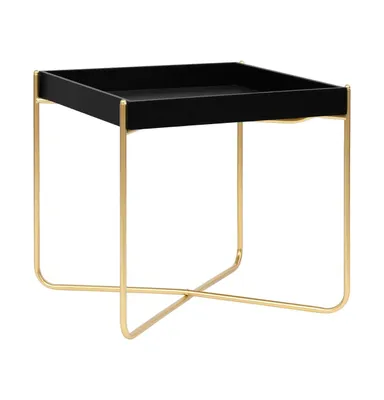 Side Table Black and Gold 15"x15"x15.2" Mdf