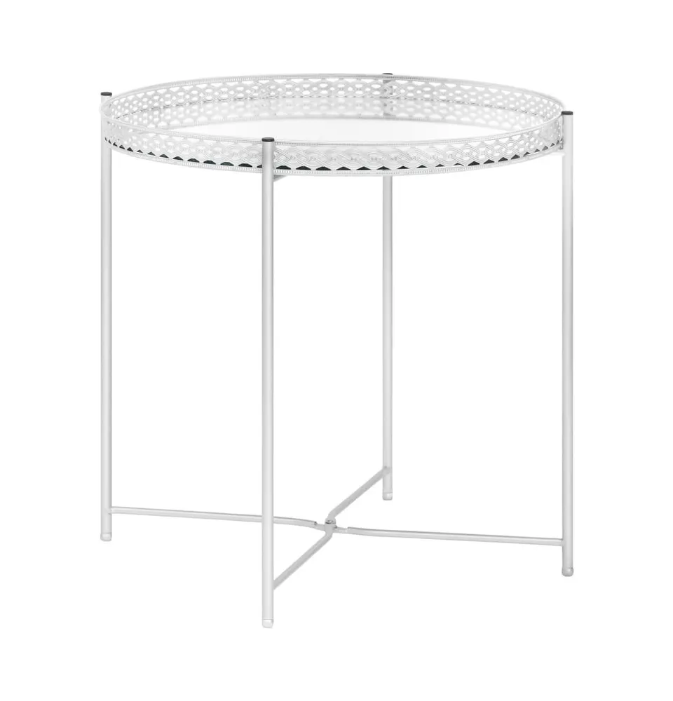 Side Table Silver 15.7"x15.7"x16.1" Glass