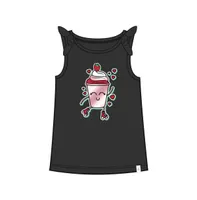 Girl Organic Cotton Tank Top With Knot Black