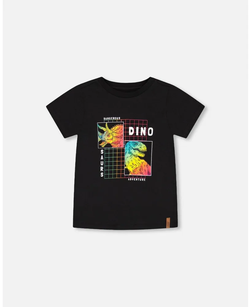 Boy T-Shirt Black Dinosaur Print