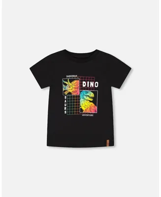 Boy T-Shirt Black Dinosaur Print